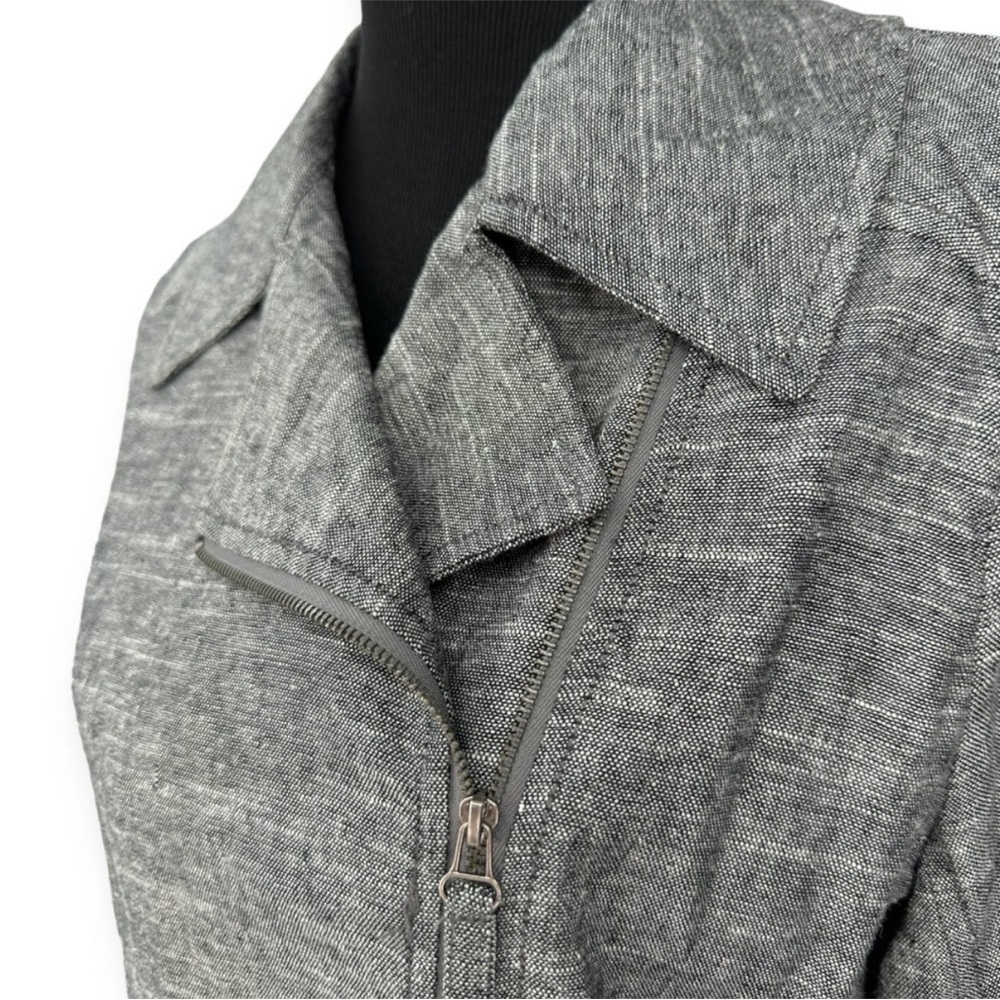 NWT Max Studio Women's Gray Moto Symmetcial Zip Up Linen Blend Jacket Size Small - Picture 5 of 9